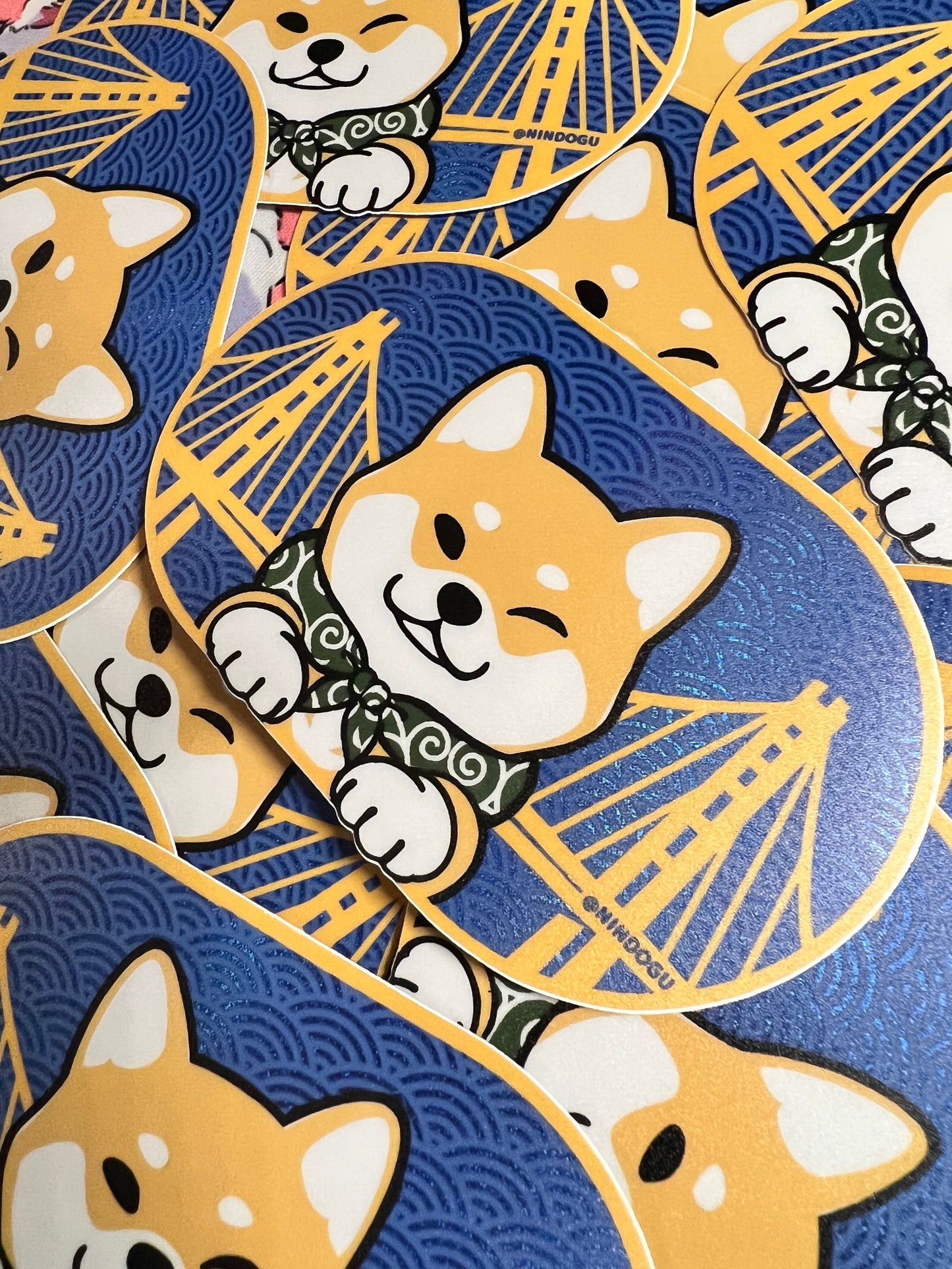 Glitter golden state dog sticker