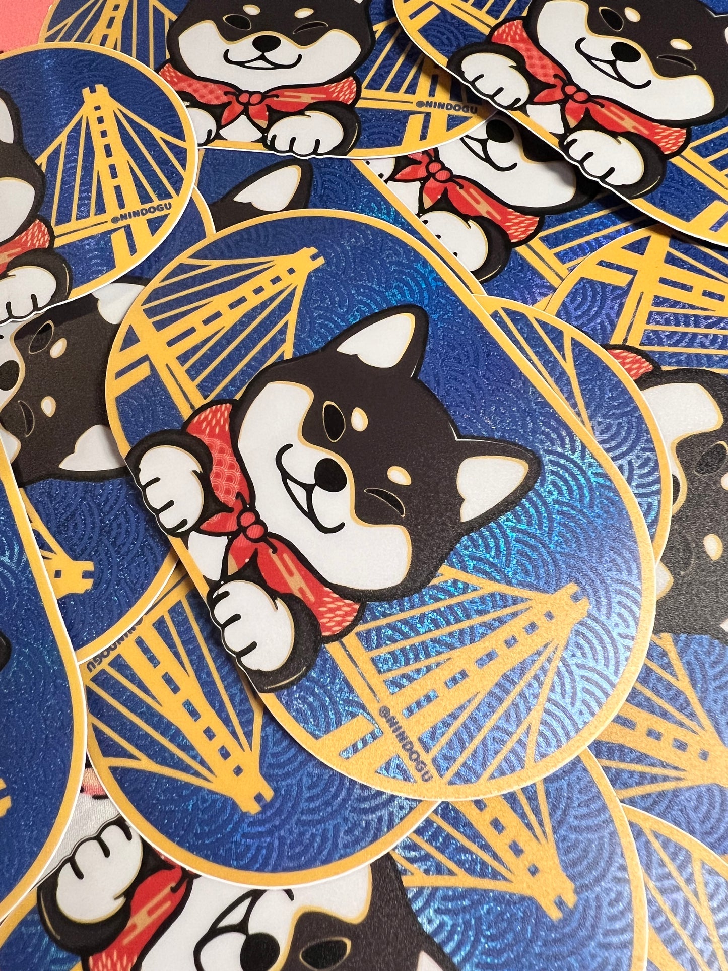 Glitter golden state dog sticker