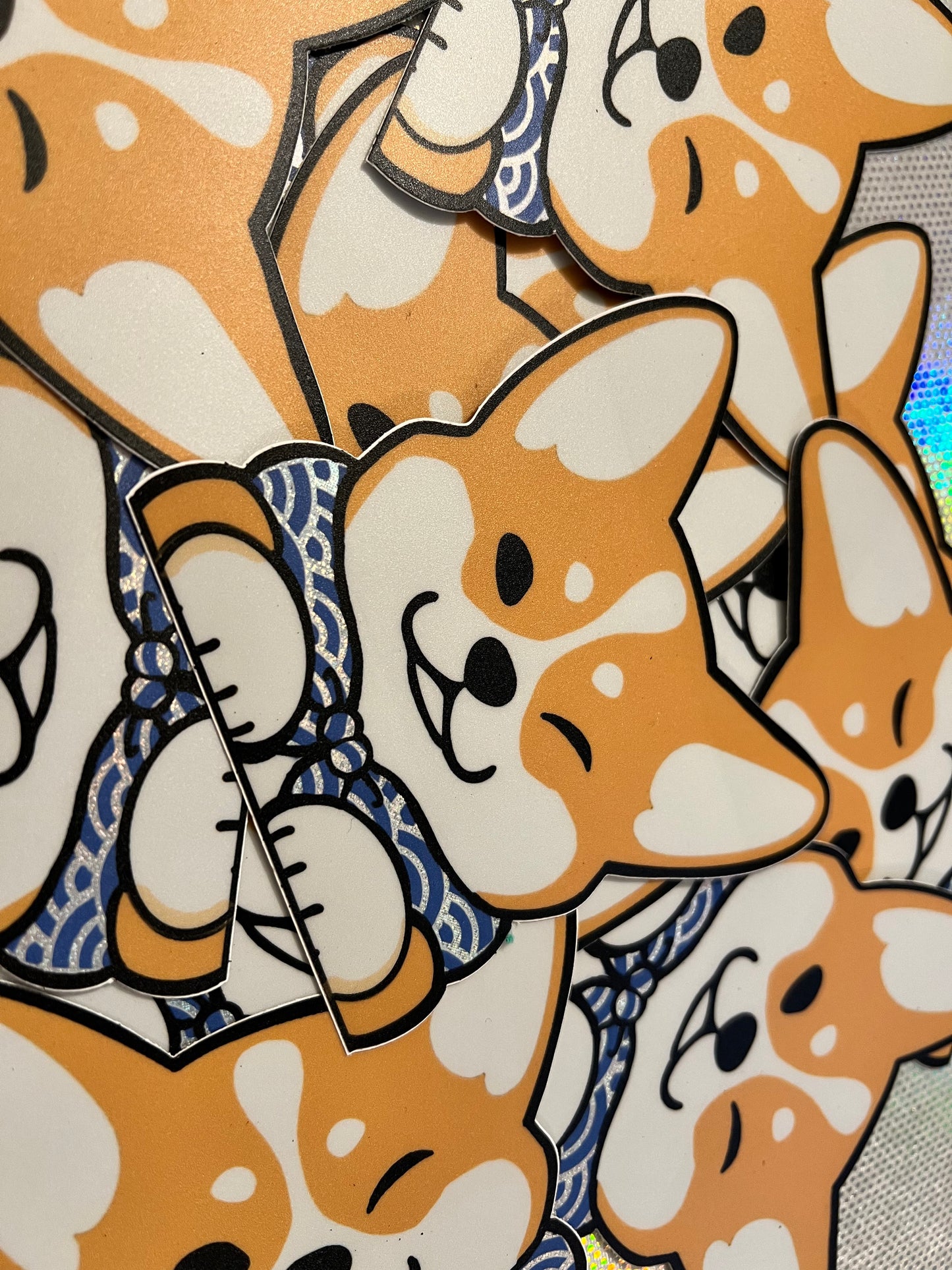 Glitter shiba/corgi scarf sticker