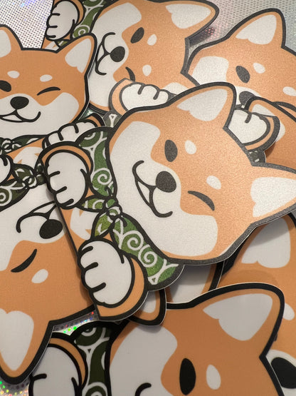 Glitter shiba/corgi scarf sticker