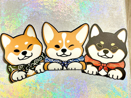 Glitter shiba/corgi scarf sticker