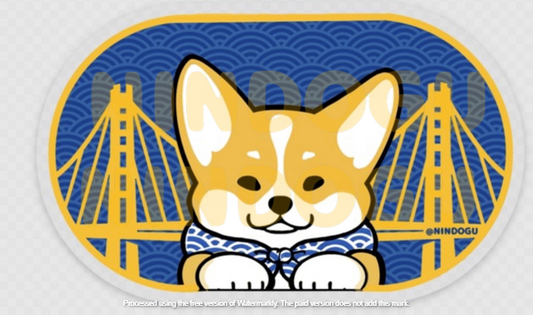 Golden state corgi sticker