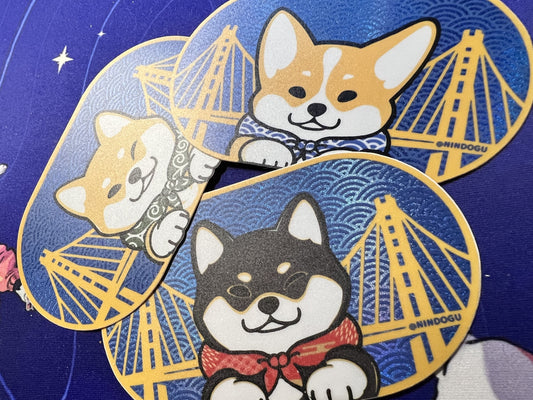 Glitter golden state dog sticker