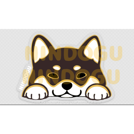 Sticker - black & tan shiba peeker