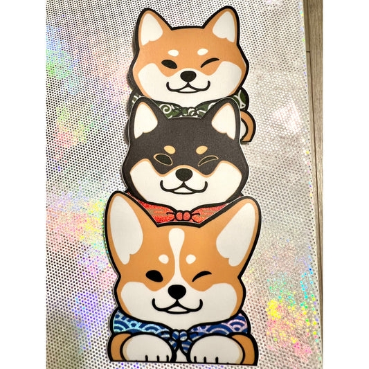 Sticker - Glitter shiba/corgi scarf